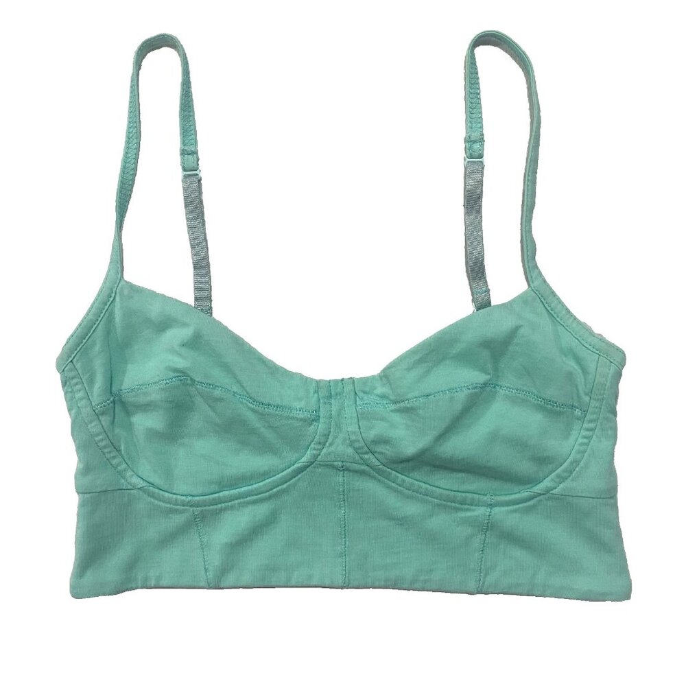 ARITZIA WILFRED FREE Ambrosia Bralette Bra Top Aqua XS Crop Soft Cups Minimalist